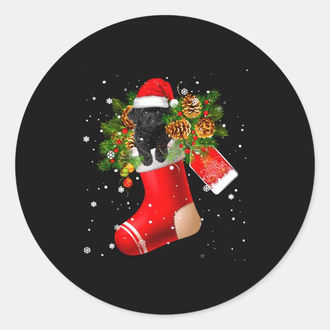 Santa Black Toy Odle In Christmas Sock Pajama  Classic Round Sticker (Front)