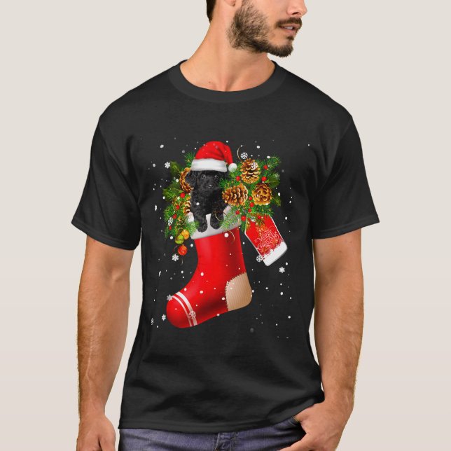 Santa Black Toy Odle In Christmas Sock Pajama  T-Shirt (Front)