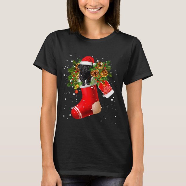 Santa Black Toy Odle In Christmas Sock Pajama  T-Shirt (Front)