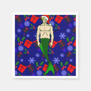 santa blonde merman ugly xmas mermaid gifts napkin