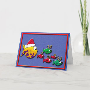 Santa Blowfish Holiday Card