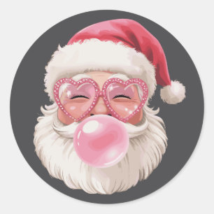 Santa Blowing Bubble Christmas Funny Xmas Classic Round Sticker