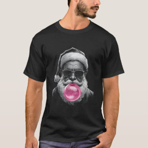 Santa Blowing Pink Bubble Bubblegum Funny Santa Ch T-Shirt