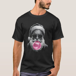 Santa Blowing Pink Bubble Bubblegum Funny Santa Ch T-Shirt