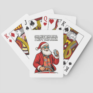 Santa Boat Captain Holiday Quote Funny Christmas   Playing Cards