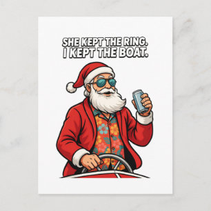 Santa Boat Captain Holiday Quote Funny Christmas Postcard