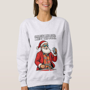 Santa Boat Captain Holiday Quote Funny Christmas Sweatshirt