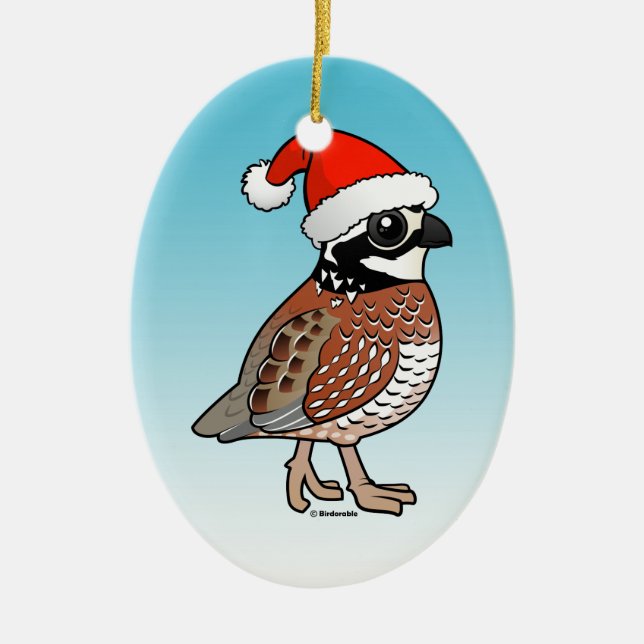 Santa Bobwhite Ceramic Tree Decoration (Front)
