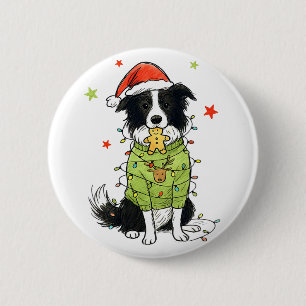 Santa Border Collie Christmas Border Collie Dog Mo 6 Cm Round Badge