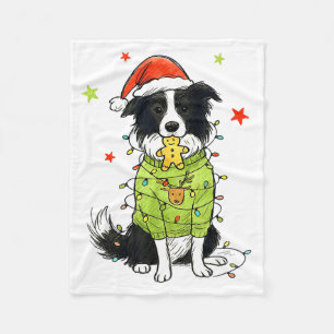 Santa Border Collie Christmas Border Collie Dog Mo Fleece Blanket