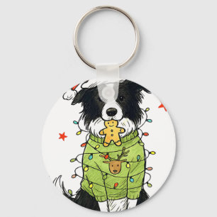 Santa Border Collie Christmas Border Collie Dog Mo Key Ring