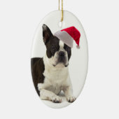 Santa Boston Terrier Ornament (Right)