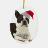 Santa Boston Terrier Ornament (Front)