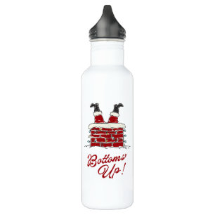 Santa Bottoms Up Funny Christmas Holiday 710 Ml Water Bottle