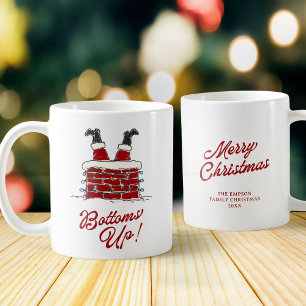 Santa Bottoms Up Funny Holiday Kitchen and Gift Coffee Mug