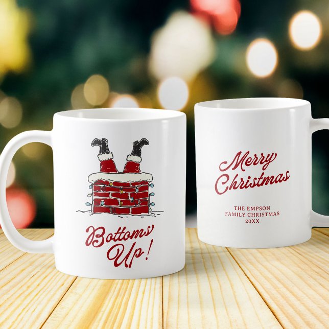 Santa Bottoms Up Funny Holiday Kitchen and Gift Coffee Mug (Creator Uploaded)