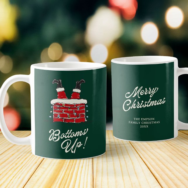 Santa Bottoms Up Funny Holiday Kitchen and Gift Coffee Mug (Creator Uploaded)
