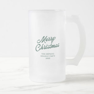 Santa “Bottoms Up” Funny Holiday Party Gift Frosted Glass Beer Mug