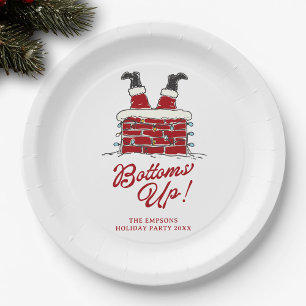 Santa Bottoms Up Funny Holiday Party Paper Plate