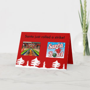 Santa bowling Christmas card