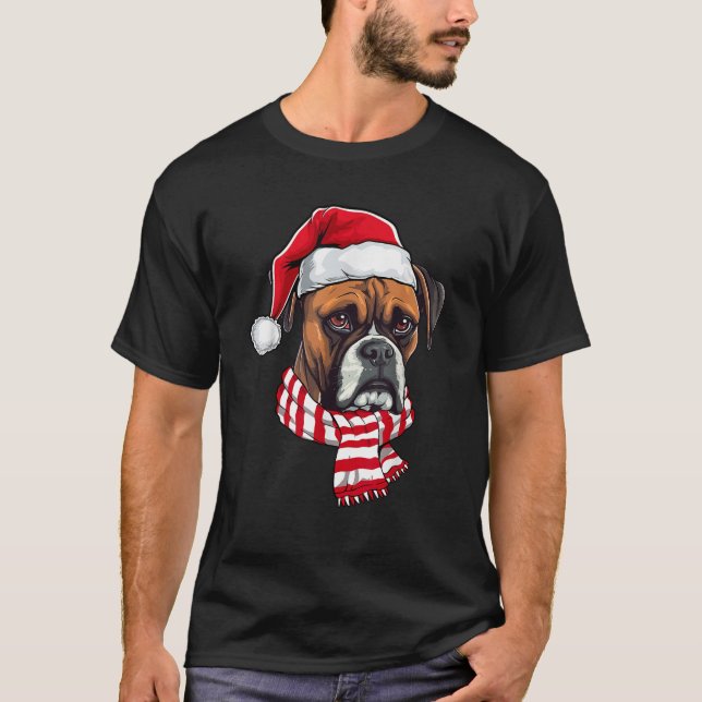 Santa Boxer Christmas Dog Lover Men Women Kids  T-Shirt (Front)