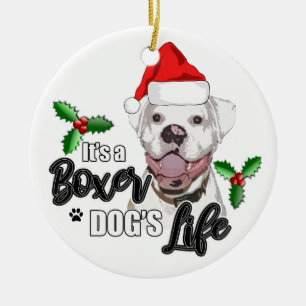 Santa Boxer Dog Christmas Ornament