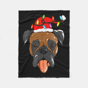 Santa Boxer Light Christmas  Fleece Blanket