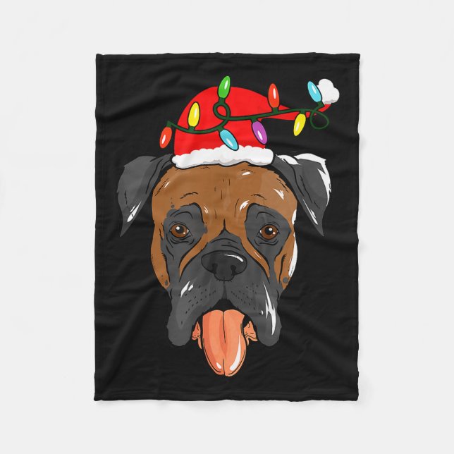 Santa Boxer Light Christmas  Fleece Blanket (Front)