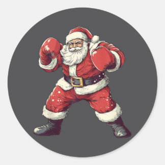 Santa Boxing Lover Funny Mma Muay Thai Boxer Chris Classic Round Sticker