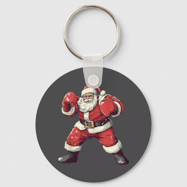 Santa Boxing Lover Funny Mma Muay Thai Boxer Chris Key Ring (Front)