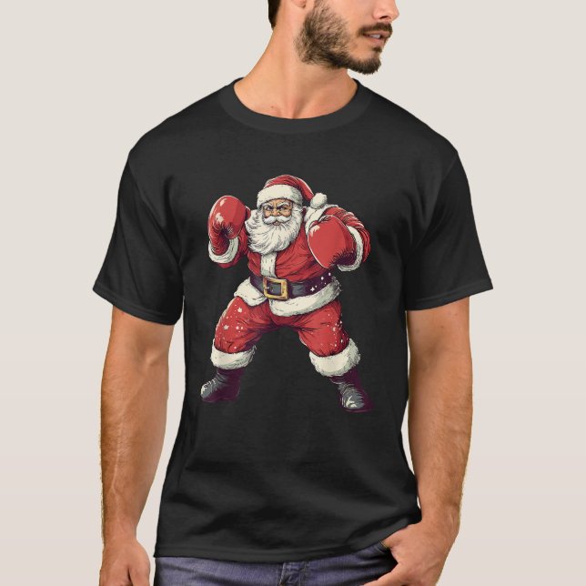 Santa Boxing Lover Funny MMA Muay Thai Boxer Chris T-Shirt (Front)