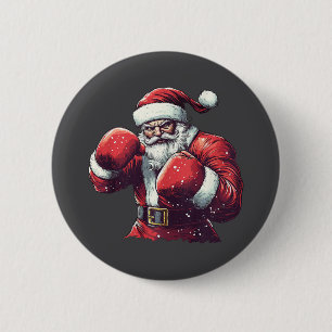 Santa Boxing Lover Mma Muay Thai Boxer Christmas X 6 Cm Round Badge