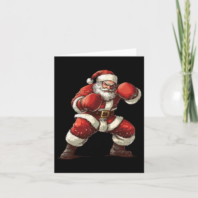 Santa Boxing Xmas Mma Muay Thai Lover Boxer Christ Card (Front)