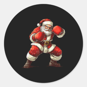 Santa Boxing Xmas Mma Muay Thai Lover Boxer Christ Classic Round Sticker