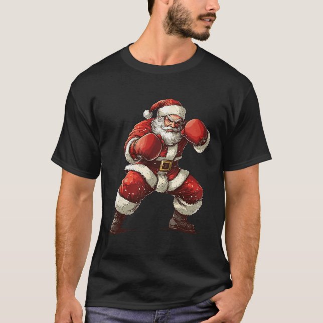 Santa Boxing Xmas Mma Muay Thai Lover Boxer Christ T-Shirt (Front)