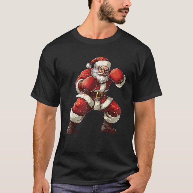 Santa Boxing Xmas MMA Muay Thai Lover Boxer Christ T-Shirt (Front)