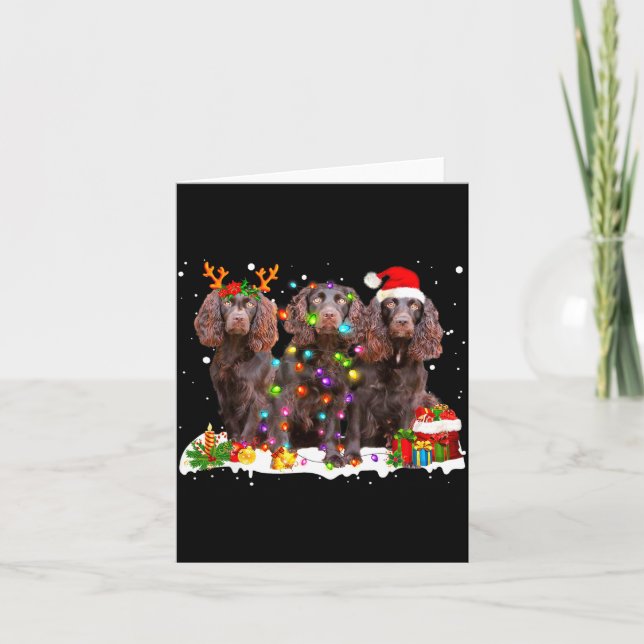 Santa Boykin Spaniel Dog Gorgeous Reindeer Christm Card (Front)