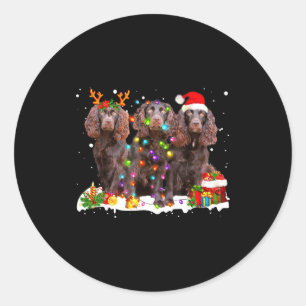 Santa Boykin Spaniel Dog Gorgeous Reindeer Christm Classic Round Sticker