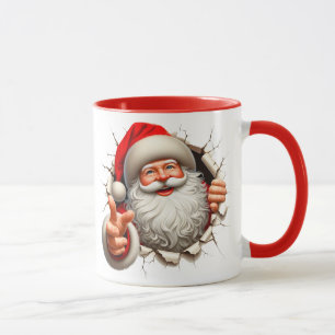 Santa breaking out of  mug