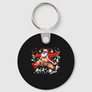 Santa Breaking Through Wall Xmas In July Boys Ugly Key Ring