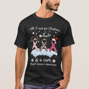 Santa Breast Cancer All I Want For Christmas Is Cu T-Shirt