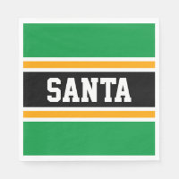 SANTA Bright Green Black Yellow Festive Stripes