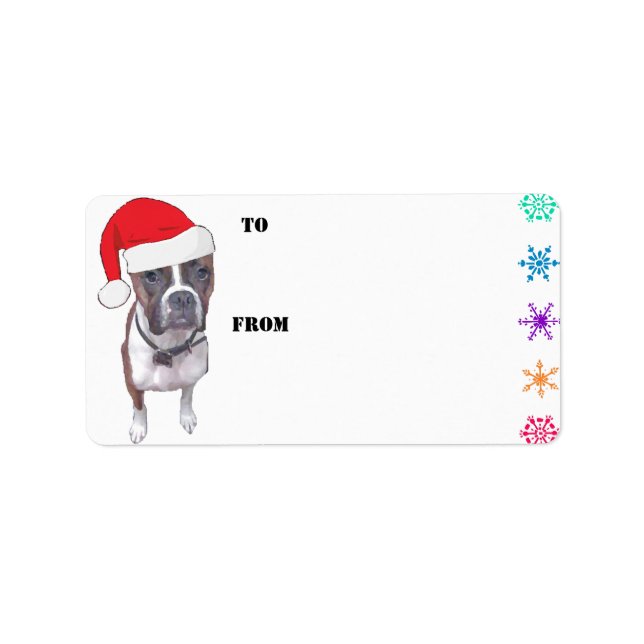Santa Brindle Boxer Gift Tags (Front)