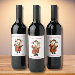Santa Bringing The Liquor Christmas  Wine Label