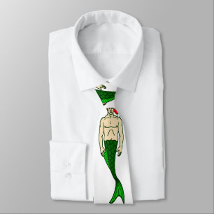 santa brunette merman ugly christmas mermaid tie
