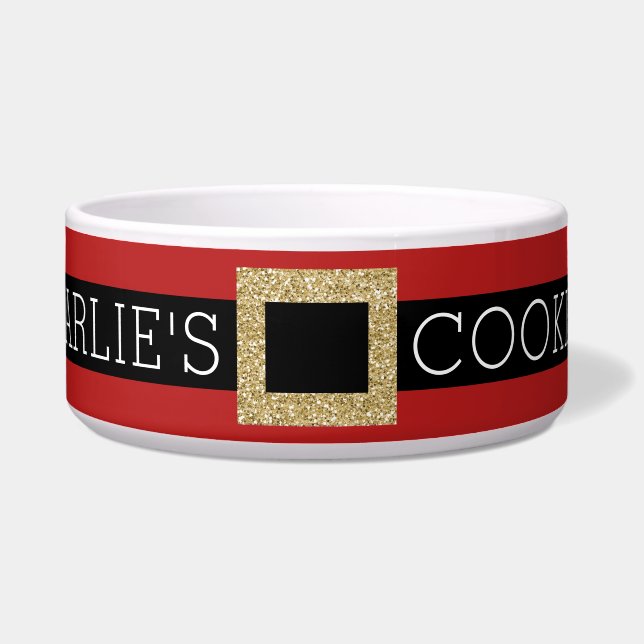 Santa Buckle Personalised Glitter Name Cat or Dog (Front)