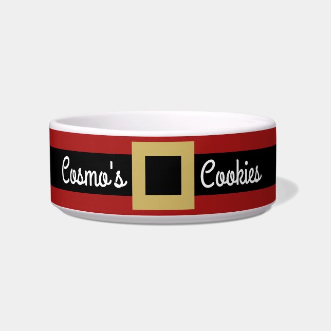 Santa Buckle Personalised Pet Name Cat or Dog Food Bowl (Front)