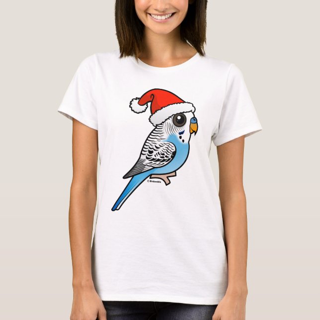 Santa Budgie Blue T-Shirt (Front)