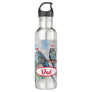 Santa Budgie Christmas Budgies Budgerigar Bird Dad 710 Ml Water Bottle