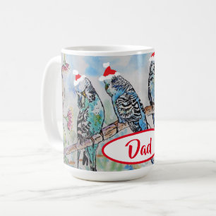 Santa Budgie Christmas Budgies Budgerigar Bird Dad Coffee Mug